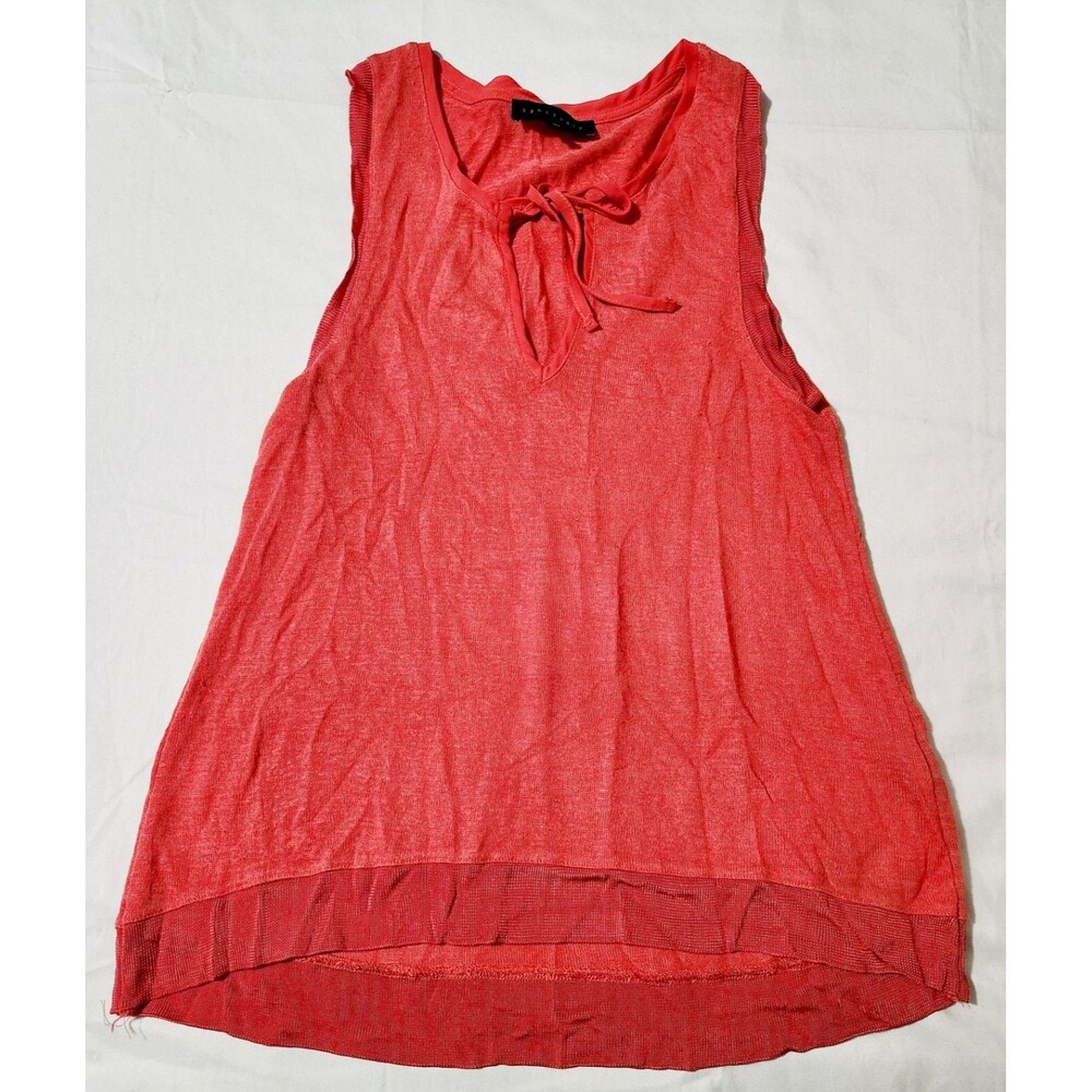 SANCTUARY Women's Red Tie Front Sleeveless V Neck Top XS Chiffon